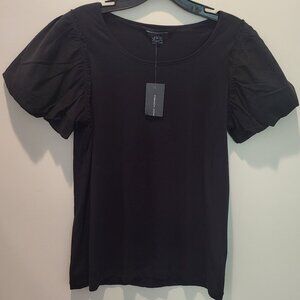 Women's Black French Connection Blouse with Puff Sleeves  (L)